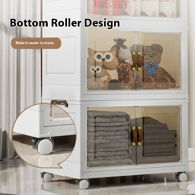 3/4/5 Layers Multifunction Folding Storage Cabinet Closet Organizer With Wheel Stackable Large Capacity Drawer Type Storage Box