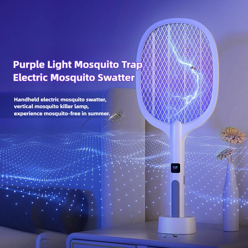 Electric Fly Swatter Handheld Fly Killer and Mosquito Trap Lamp Safe R