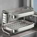 New C Type Dish Drying Rack 304 Stainless Steel Rustproof Kitchen Organizer Rack Bowl Drain Rack Kitchen Storage Shelf