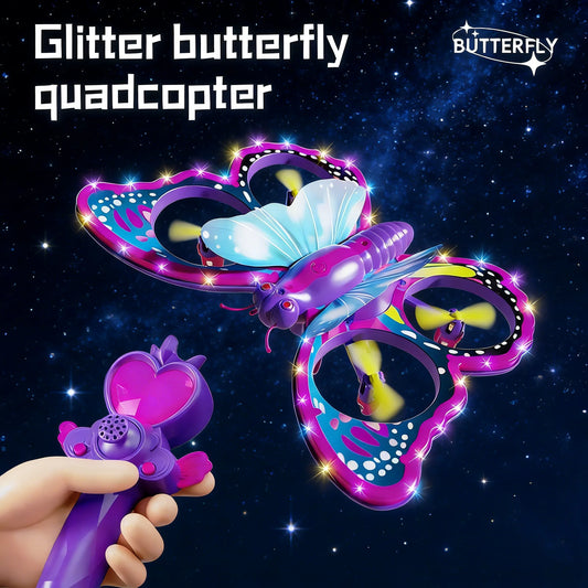 V40 Glitter Butterfly RC Plane 2.4G Remote Control EPP Foam With LED Indoor And Outdoor Simple Flying Toy Aircraft Gifts