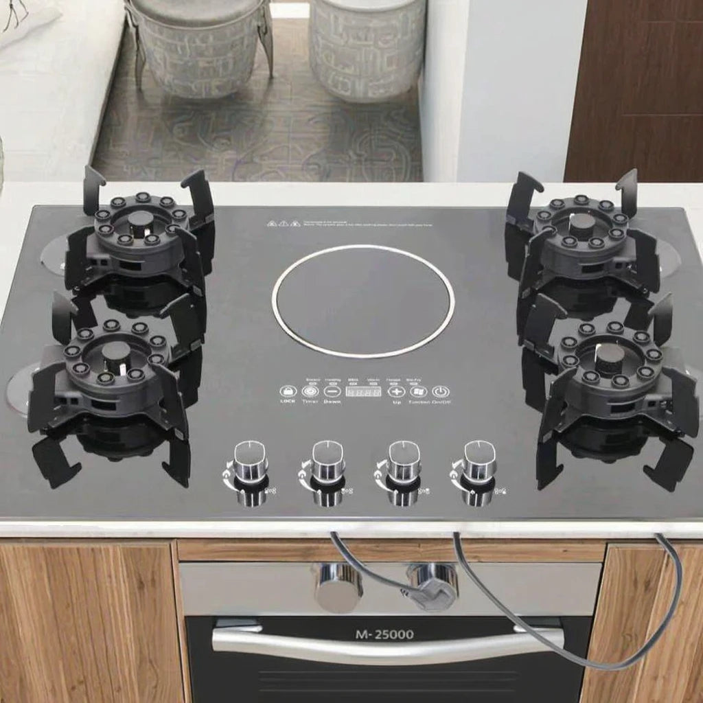 Household Kitchen Glass Multifunctional Flip Burner Built-in Gas/Electric Stove for Hotel Cars and Homes
