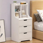 Bymaocar White Storage Nightstand w/ 3 Drawers Side Stand Multifunctional Bedside Cabinet Night Stand Furniture Easy Assembly
