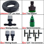 5M-30M Outdoor Misting Cooling System Garden Irrigation Watering 1/4'' Brass Atomizer Nozzles 4/7mm Hose for Patio Greenhouse