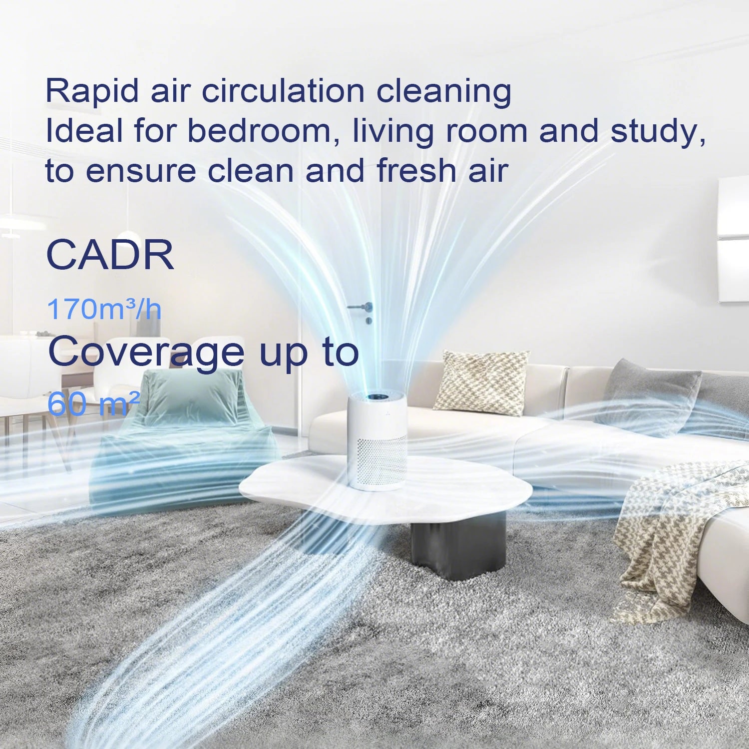 AROEVE Air Purifier 170 m³/h for Bedroom,Living Room Activated Carbon