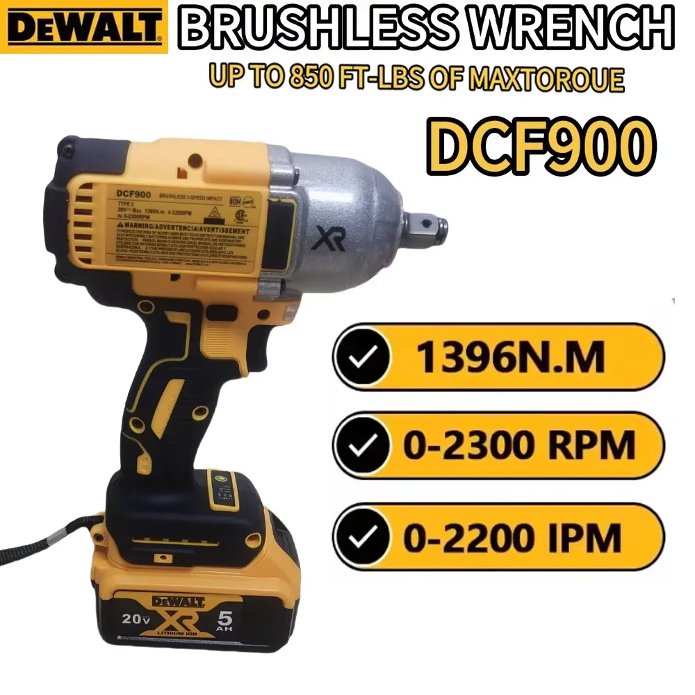 DEWALT DCF900 kit 1/2 inch brushless cordless high torque impact wrench, 1396N. M, power tool DEWALT 20V battery charger