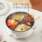 Mandarin duck electric hot pot four-square box multi-functional household 6L large-capacity electric cooking pot new model