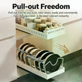 Pots And Pans Organizer Under Cabinet Sliding Pot Lid Storage Holder Kitchen Adjustable Slide Out Dish Pan Storage Rack Shelf