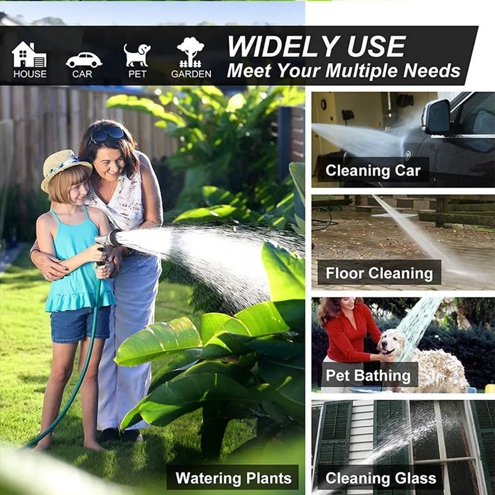 Hose Spray Nozzle 9 Adjustable Modes High Pressure Water Sprayer Slip Resistant Lawn Water Gun for Cleaning Watering Lawn Garden