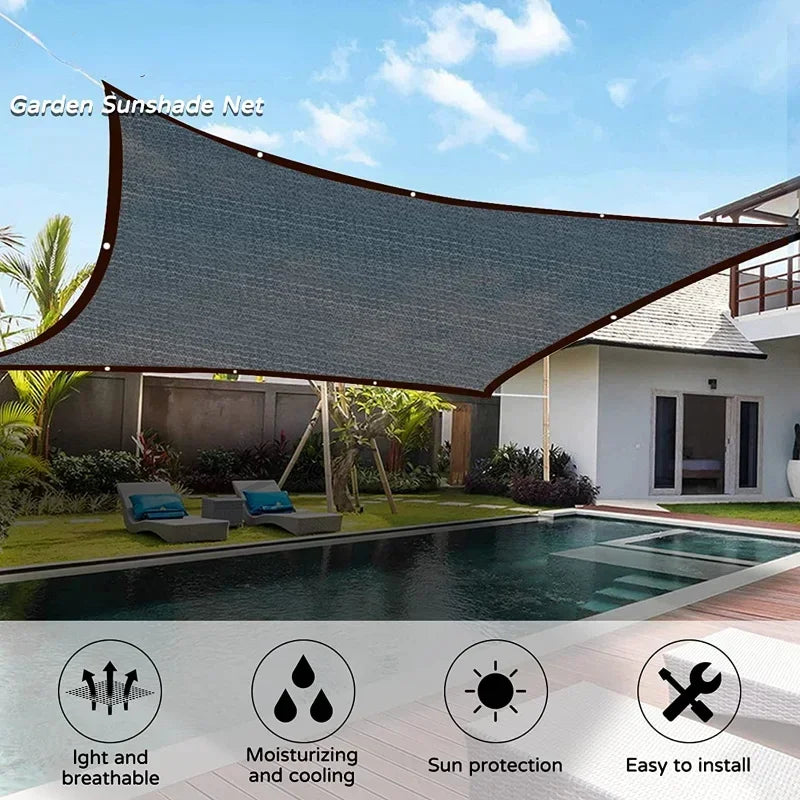 Black Shade Cloth Sunblock Mesh Cover Taped Edge With Grommets Sun Net For Pergola Plants Greenhouse Gardens Patio Canopy