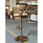 Kitchen Island Bar Stool Black Curved Wood Backrest Adjustable Height Rotating Cabinet Chair with Upholstered Seat