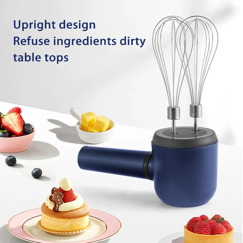 Cordless Hand Mixer Twin Stick Electric Whisk USB Rechargeable Handheld Electric Mixing 3 Speed Egg Beater For Baking