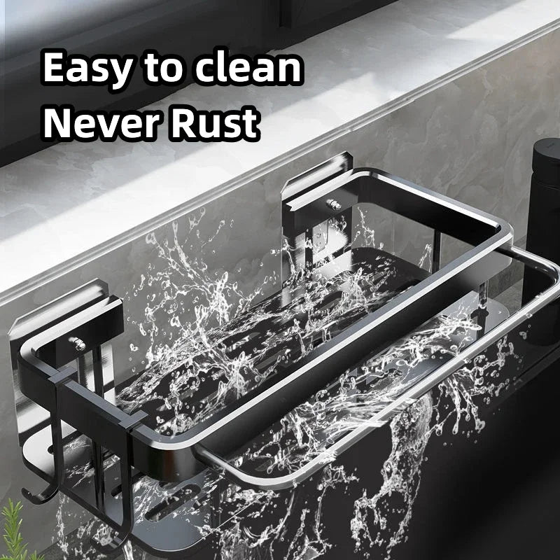 Non Perforated Kitchen Storage Rack Cloth Drain Rack, Sink Dishwashing Cloth Sponge Storage Basket Bathroom Storage Rack