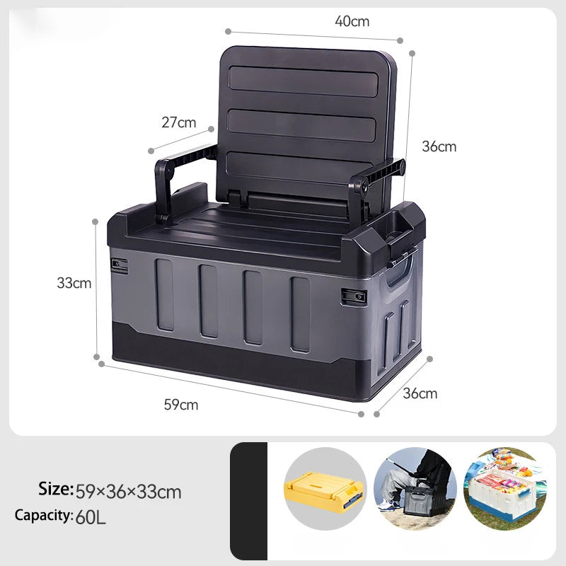 60L Outdoor Storage Box Foldable Storage Box Car Camping Accessories Car Supplies Thickened Storage Box ﻿