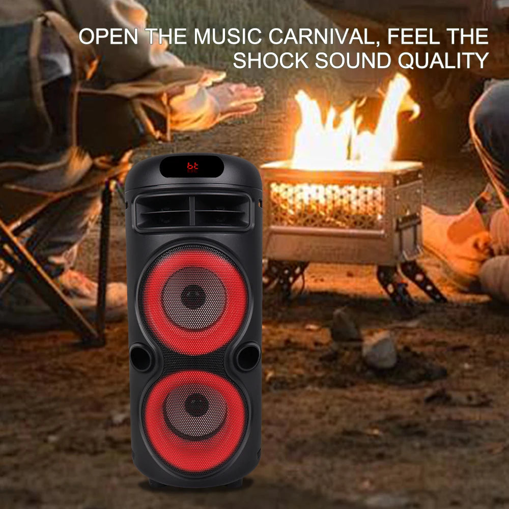 ZQS42106 Portable Dual 4-inch Bluetooth Speaker Wireless Charging Long Range BT/USB/TF/AUX/MIC/FM/Colorful Karaoke Outdoor