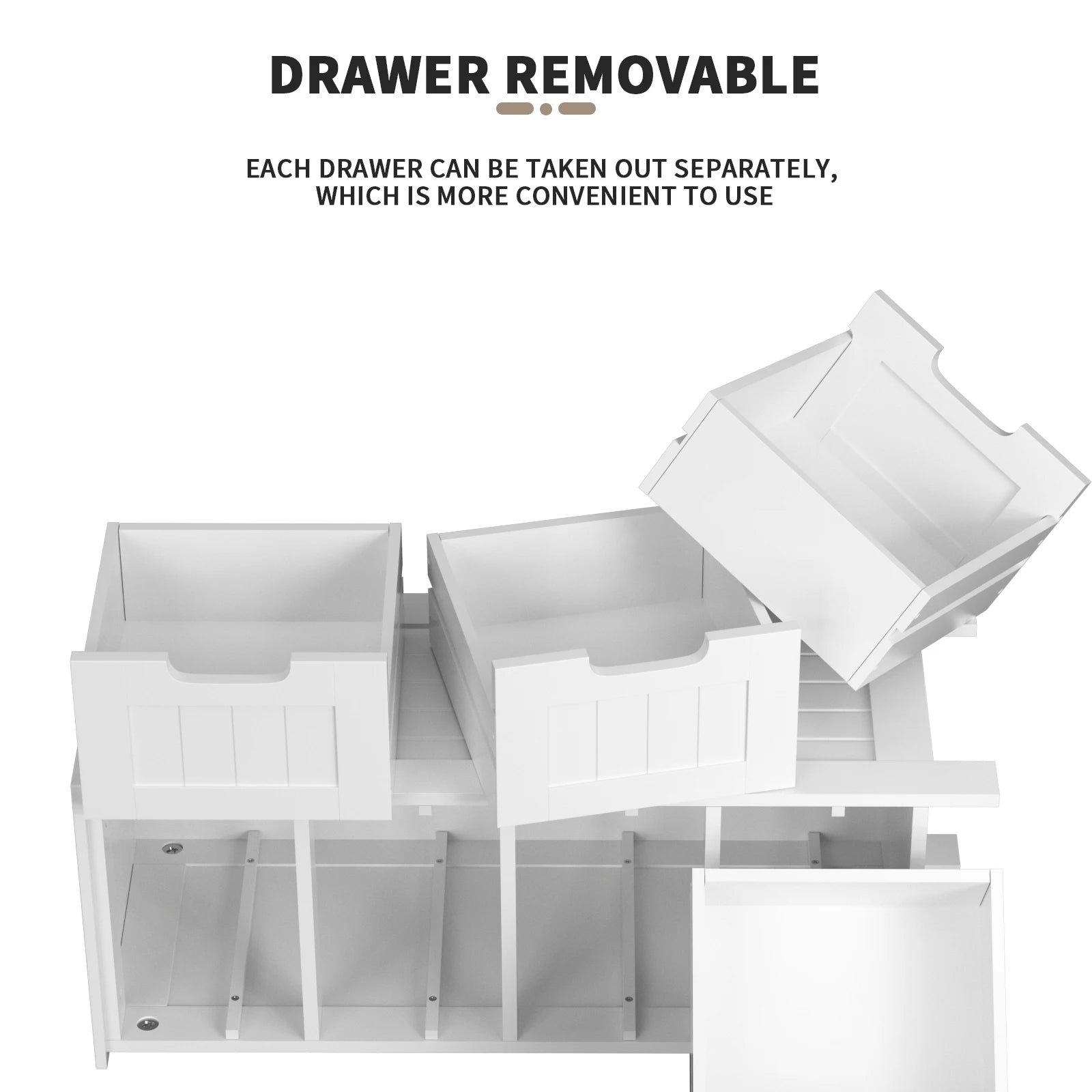 EFAN White 5-drawer storage cabinet 4 drawers Wooden storage cabinet Floor standing Bedroom Living room Bathroom Corridor Hotel