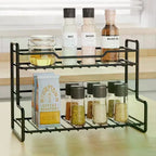 Kitchen Countertop Storage Rack Spice Shelf Versatile Iron Wire Storage Basket For Bathroom Toiletries Cup Organizer Racks