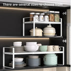 Home Household Space Saving Kitchen Cabinet Organizer Multi Level Expandable Storage Rack Layered Shelf for Seasonings Dishes