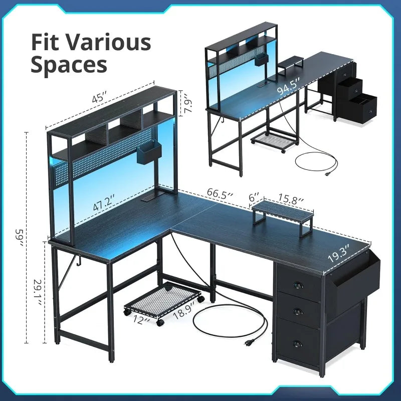 Large L-Shaped Gaming Desk