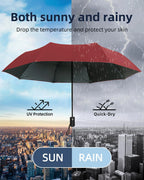12 Bone Black Glue Fully Automatic Umbrella - Thick Durable Keel Three-Fold UV Resistant Folding Design for Protection And Style