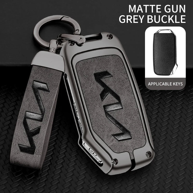 Leather Alloy Car Remote Key Case Protection Cover For KIA Sportage R GT Stinger Sorento Ceed Cerato Forte Niro Soul Telluride