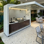 Customized weatherproof outdoor kitchen cabinet with roof, free shipping for outdoor cooking use