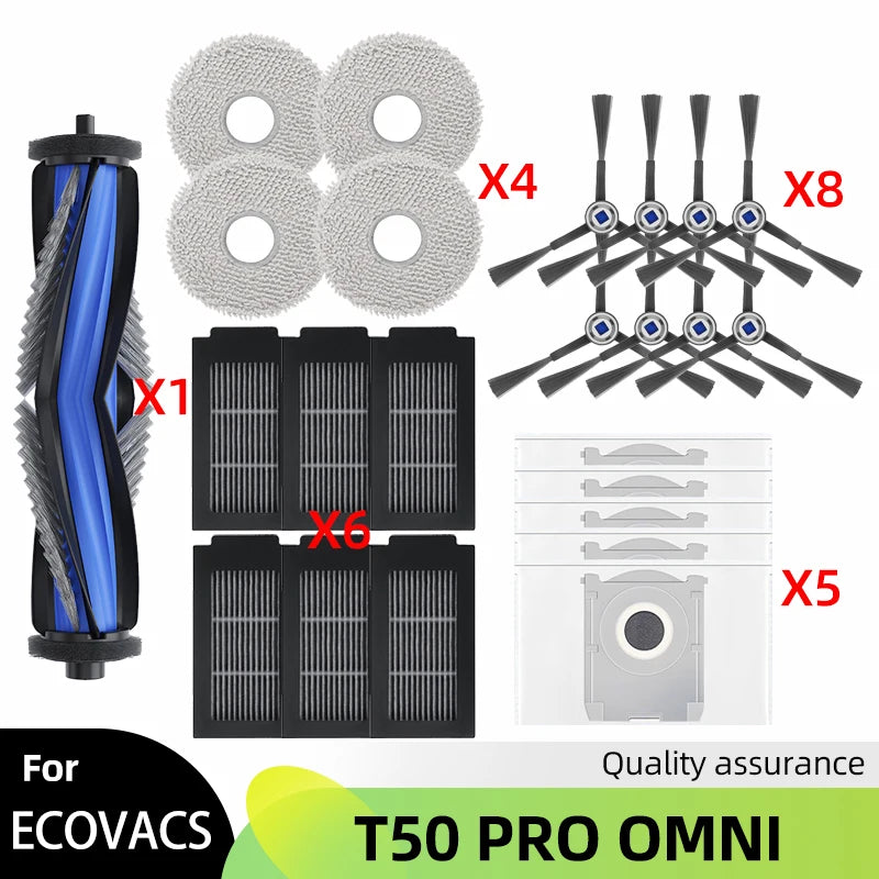 Fit For ECOVACS DEBOT T50 PRO OMNI Replacement Parts Accessories Main Side Brush Hepa Filter Mop Cloth Dust Bag