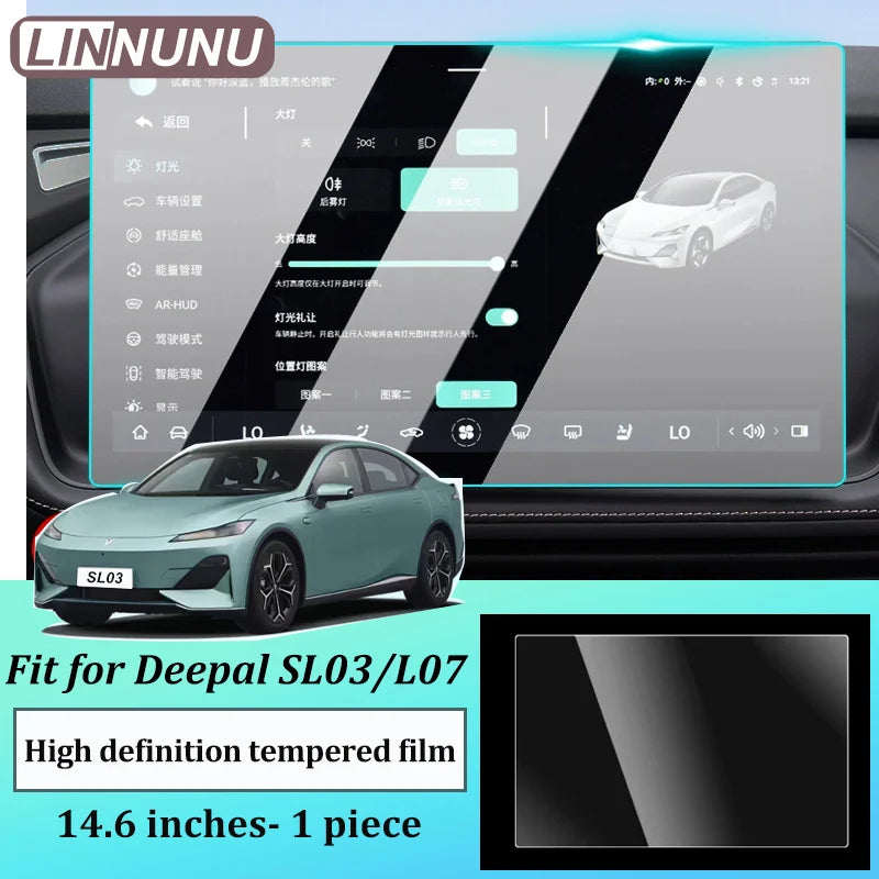 Linnunu Fit for Deepal S07 L07 Sl03 Car Accessories Navigation Tempered Glass Screen Protector Central Control Navigation Screen Tempered Film Car Interior Supplies Screen Explosion-Proof High-Definition Transparent