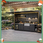 Customized Modern Aluminum Outdoor Kitchen Cabinet Sideboard Custom Size Garden Dining Island Storage Furniture Set