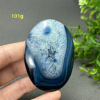 Natural Blue Agate Palm Play Healing Spiritual Meditation Chakra Witchcraft Prayer Energy Feng Shui Home Decor Gift