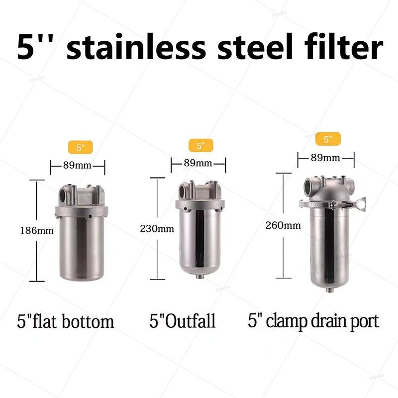 5inch Prefilter 304 Stainless steel hot water filter housing DN15 DN20