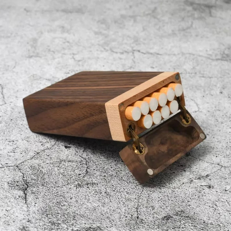 Walnut Wood Cigarette Case Box Holder Container Cigarette Box Case Wooden Cigarette Storage Box Case Smoker Gift