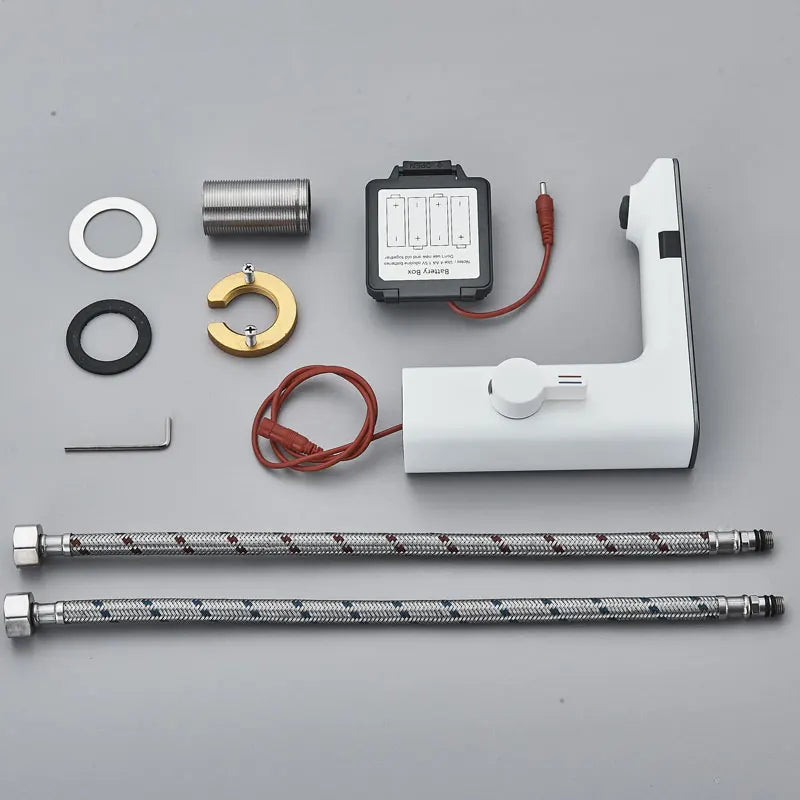 White Smart Dual Sensor Basin Faucet - Hot/Cold Deck Mount