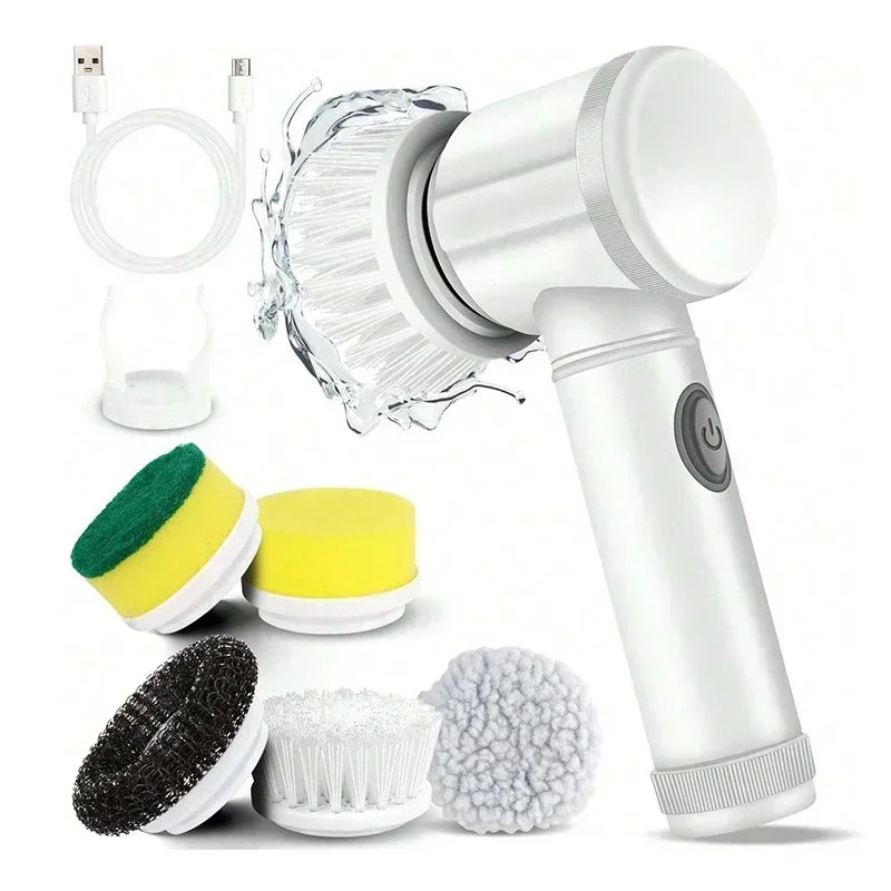 2025 Cordless Electric Spin Scrubber with 5 Brushes,IPX7 Waterproof Rechargeable Bathroom Cleaner for Tile/Shower/Grout Cleaning