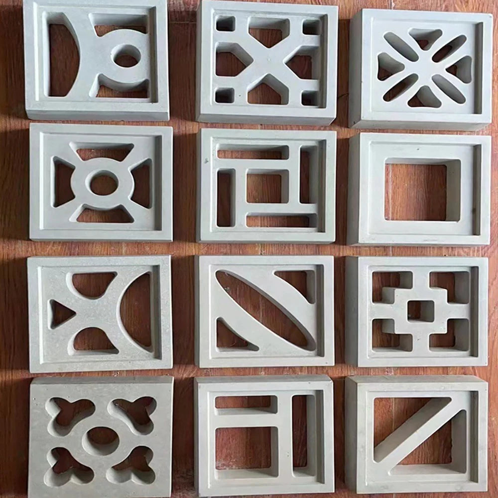 Cement Brick Mold Plastic Decorative Wall Window Mould Antique Garden Building Ornament Concrete Hollow Cement Brick Molding 1Pc