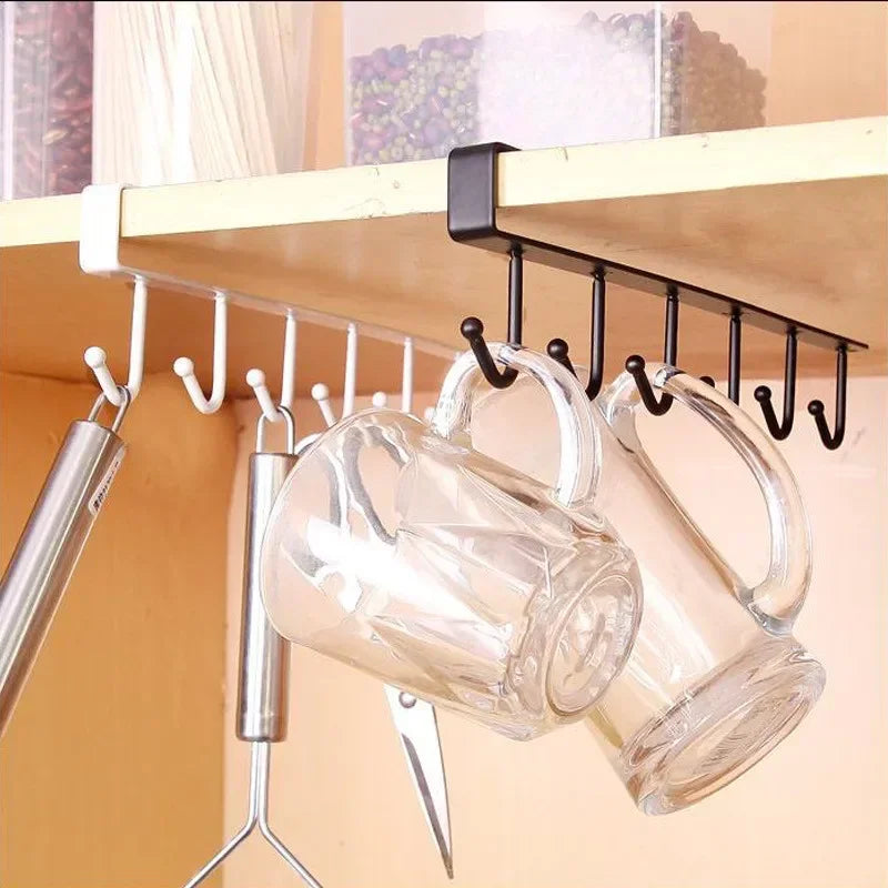 Storage Rack, Shelf, Hanging Hook, Organizer, Cupboard, Closet Hanger, Glass Mug Shelf Hanger Hook, Storage Holder, Kitchen