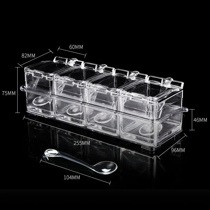 Kitchen Supplies Acrylic Seasoning Box Spice Jar Set Condiment Cruet Bottle Kitchen Organizer and Storage Container