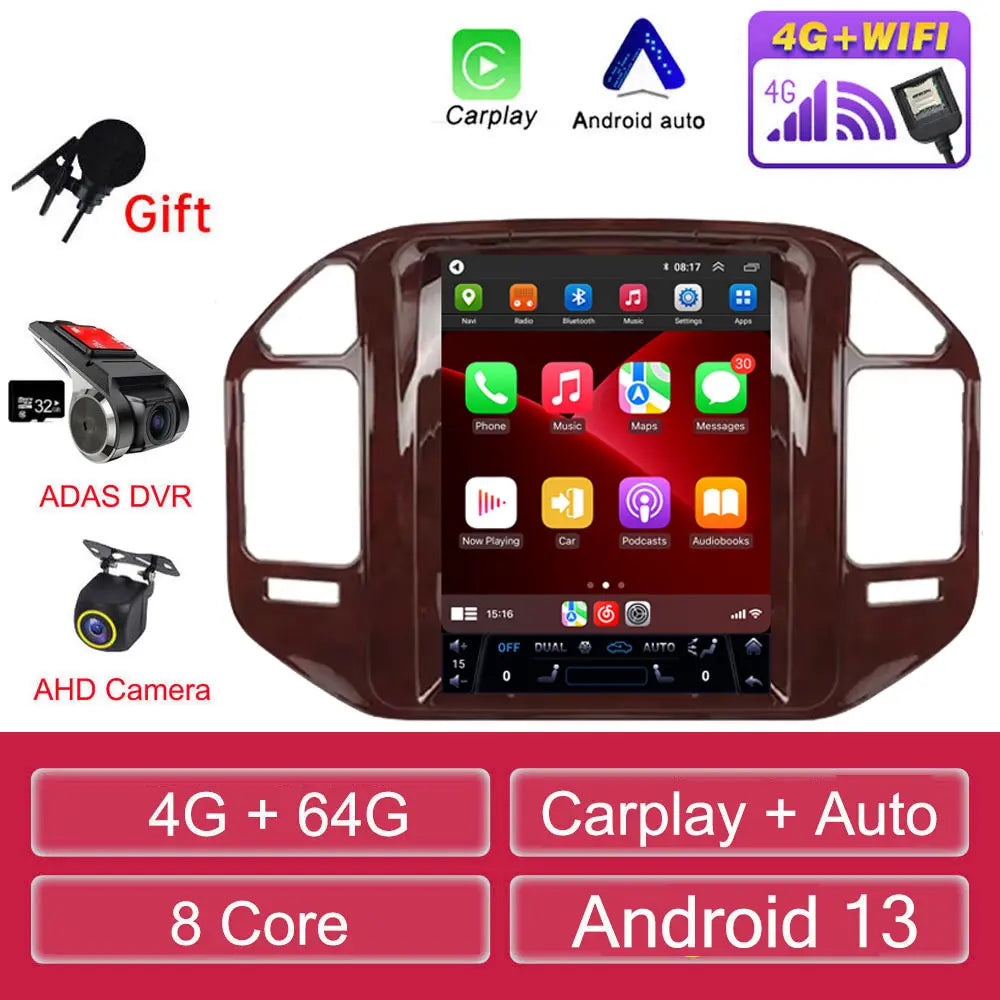 For Mitsubishi Pajero V60 V68 V73 1999-2006 Tesla style Screen Android 13 Carplay Car Radio Multimedia Player Navigation Auto