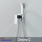 SHBSHAIMY Black Brass Bathroom Bidet Faucets High Pressure Sprayer Shower Tap Bidet Toilet Washer Hot and Cold Water Mixers