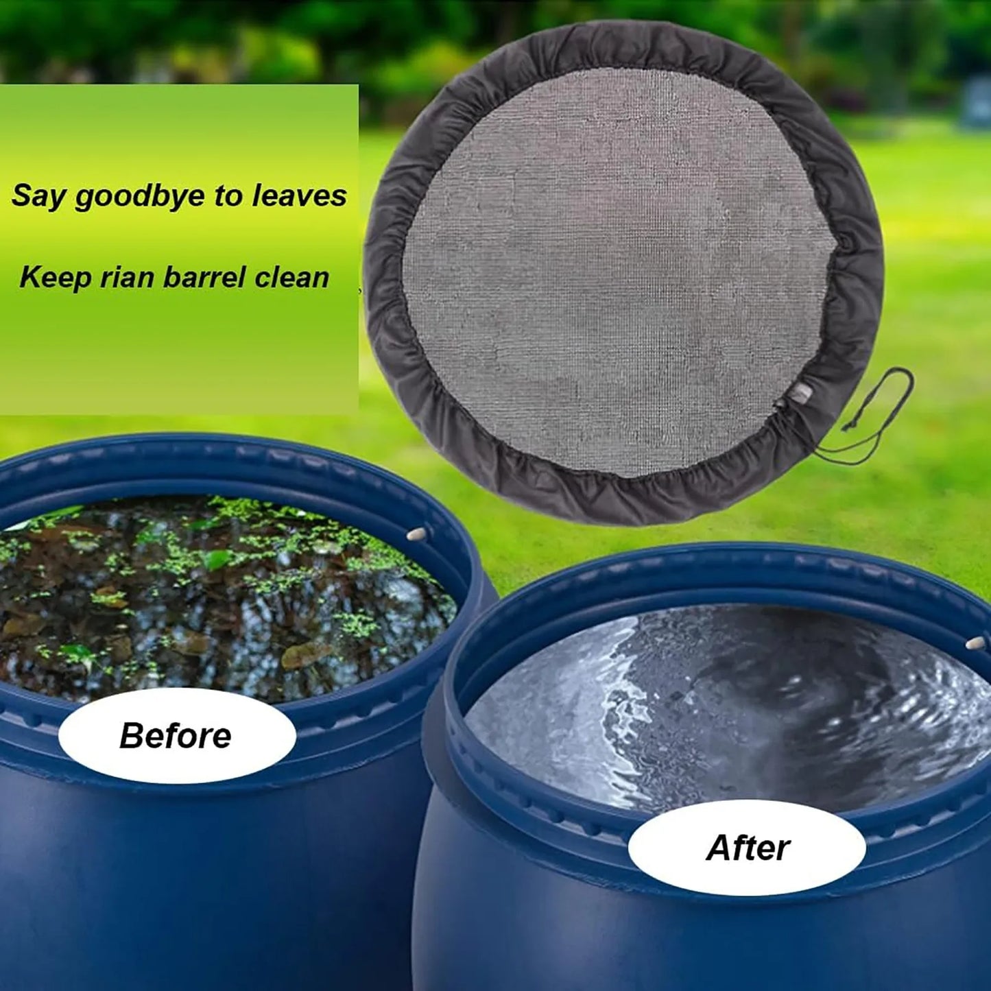 Rain Barrel Cover PE Mesh Anti-Mosquito Netting Outdoor Water Tank Protection Durable Rainwater Harvesting Collection Bucket