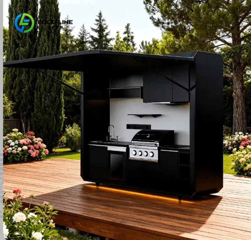 Customized Modular Outdoor Kitchen Cabinet Factory Direct Sales Modular Kitchen for Guesthouse Bbq Island Outdoor Kitchen Grill