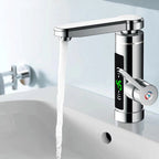 Kitchen Faucet with Instant Heating, 360° Rotatable Spout, 3000W Hot & Cold Water Tap, Stainless Steel & ABS