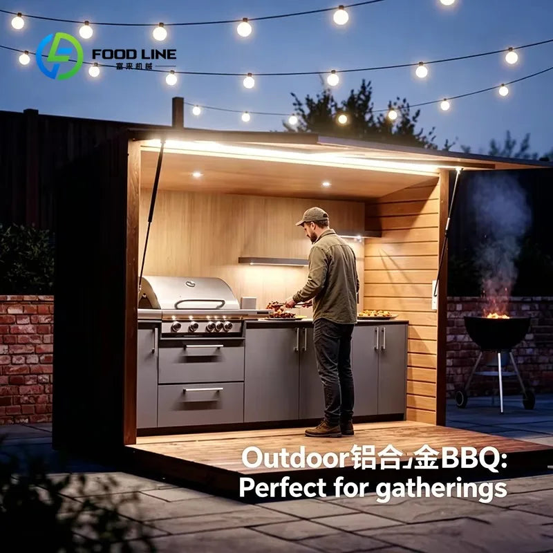 Customized Waterproof Garden Backyard  Modern Outdoor Kitchen Cabinets ,All-Weather Outdoor Kitchen with Full Cooking Equipment