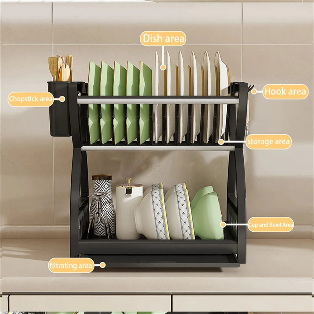 Durable Multifunctional Kitchen Drain Storage Organizer, Household Bowl Dish Chopstick Storage Box for Kitchen Countertop Use