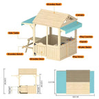 Wood Kids Play House Wooden Children Playhouse Outdoor Kids Playhouse with Play Kitchen Snack Bar Window Picnic Bench