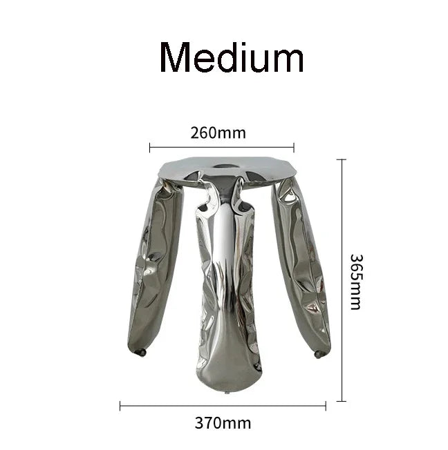 Living Room Modern Footrest Interior Round Luxury Art Stainless Steel Balloon Stool Metal Three-legged Design Low Stool Ottomans