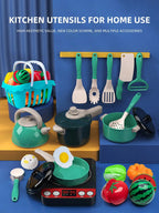 Kids Kitchen Toys Set 110/69/28pieces Play Kitchen Accessories Kit with Play Pots Pretend Food Cooking Toy Toddler Girls Boy Gif