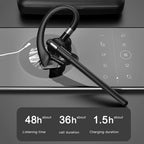 Wireless Bluetooth 5.4 Headset Ear-hook Single Ear Driving Headphone With Dual-Mic CVC8.0 Noise Cancelling Handsfree Earphones