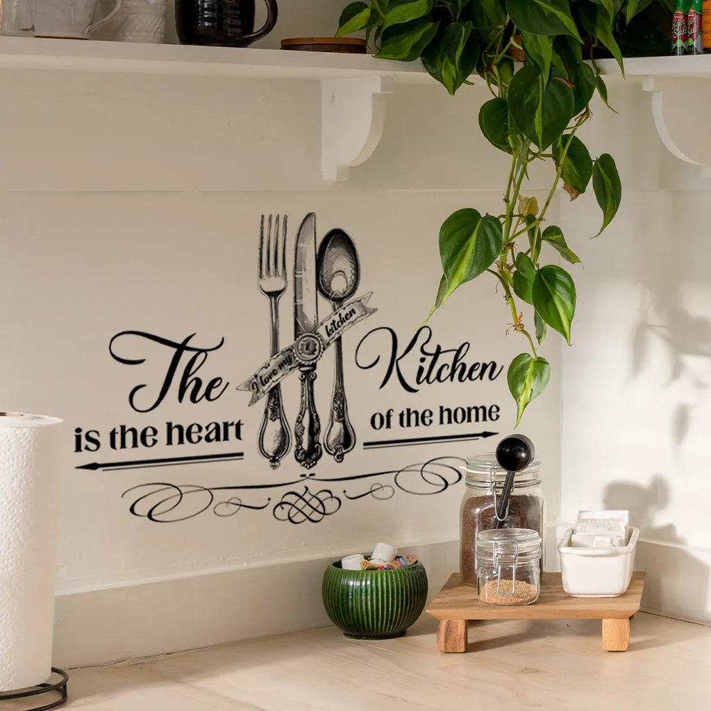 Kitchen Tools Knife and Fork Pattern  Wall Sticker for Lovely Home Kitchen Dining Room Background Wall Decoration Self-Adhesive