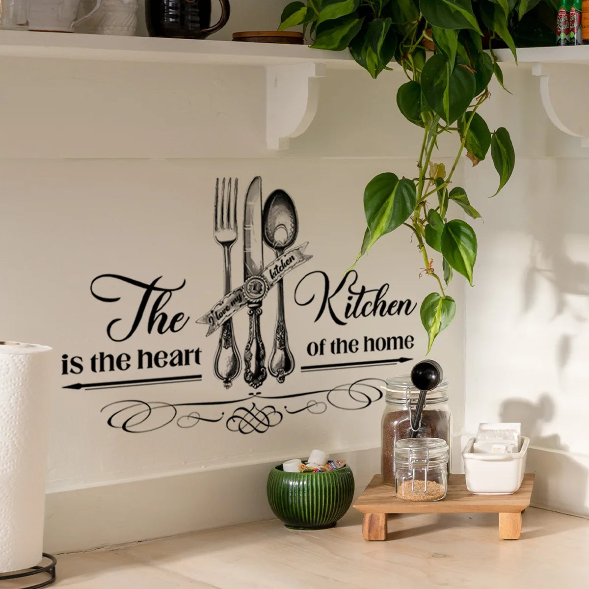 Kitchen Tools Knife and Fork Pattern  Wall Sticker for Lovely Home Kitchen Dining Room Background Wall Decoration Self-Adhesive