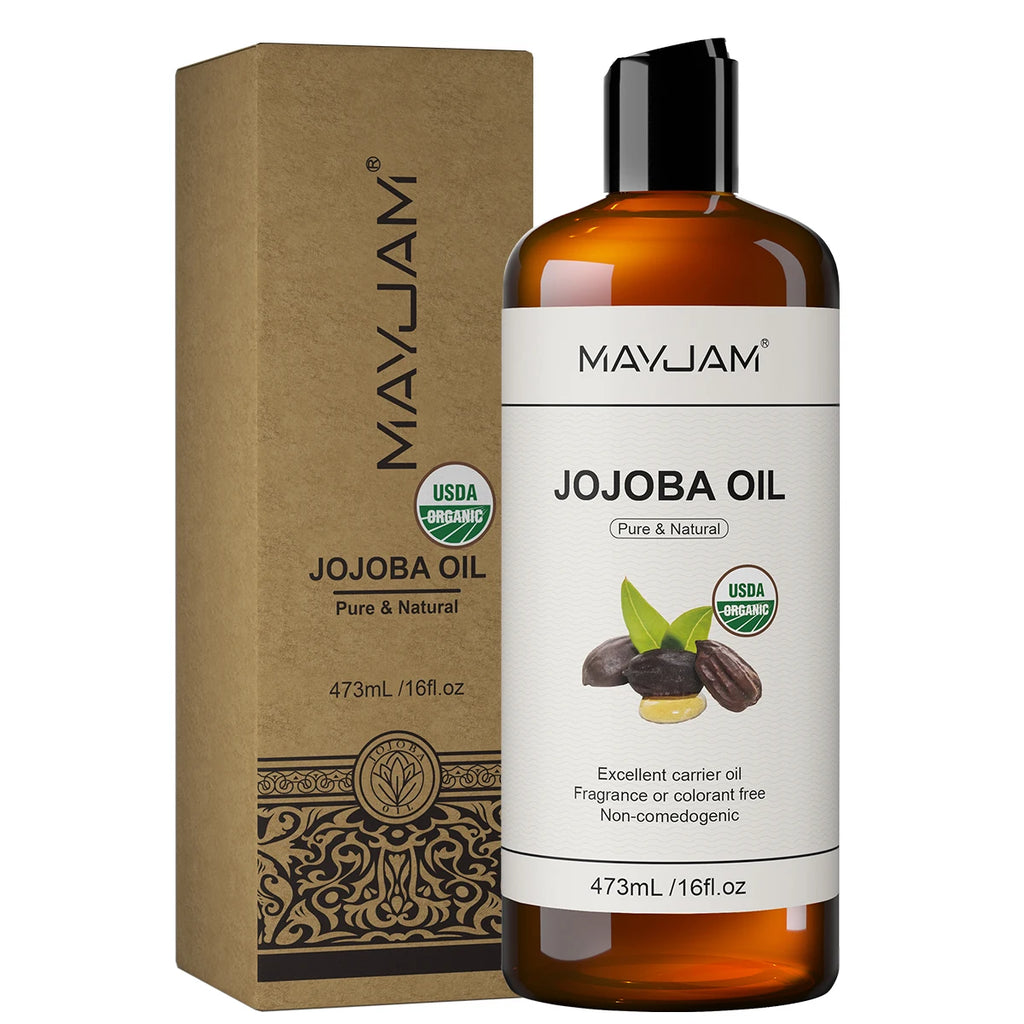 MAYJAM Pure Organic Moroccan Argan Oil Massage On Face, Hair, Body Sweet Almond Oil Cold Pressed USDA Certified 473ml Face Oil